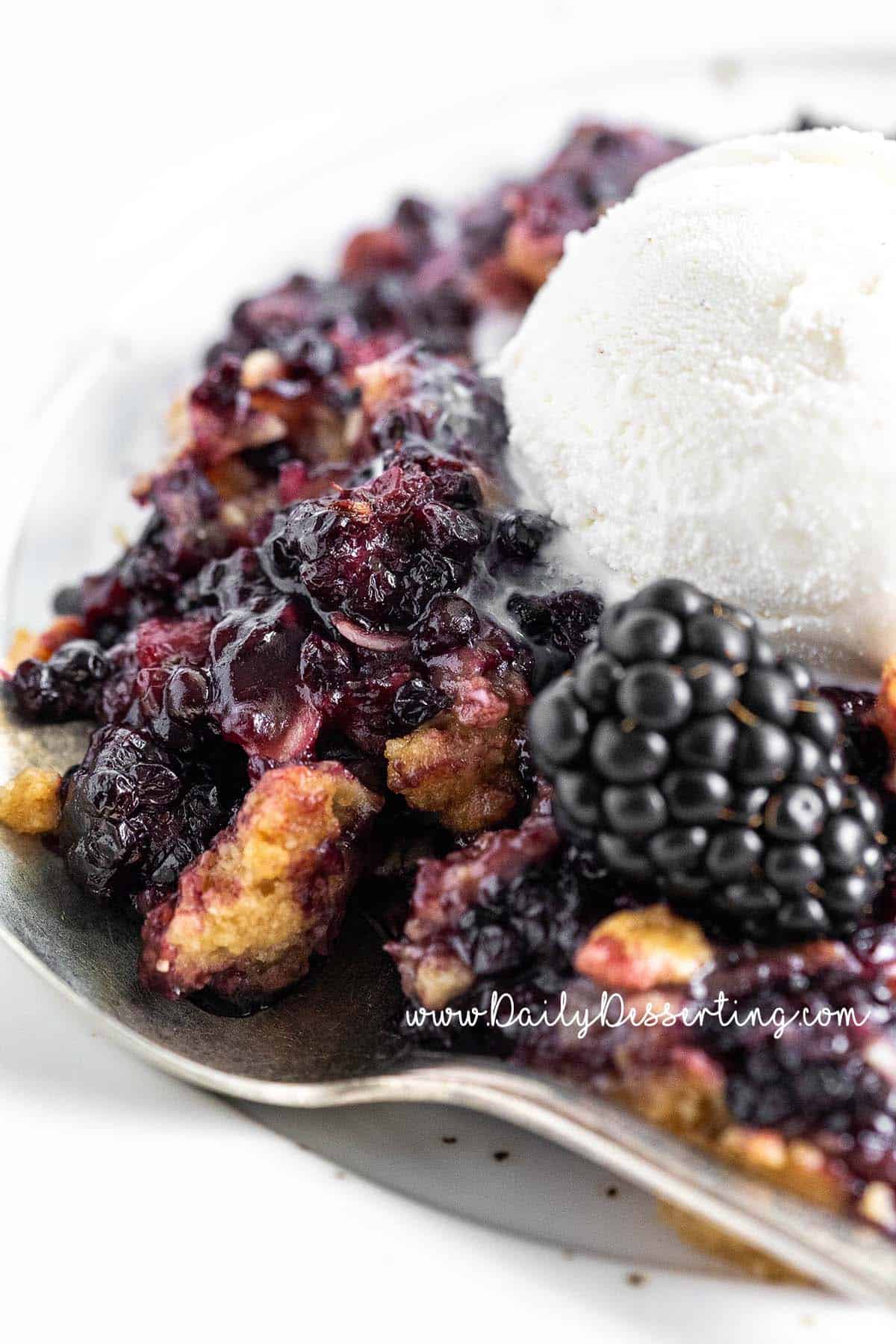 Close Up Side View of Blackberry Crumble