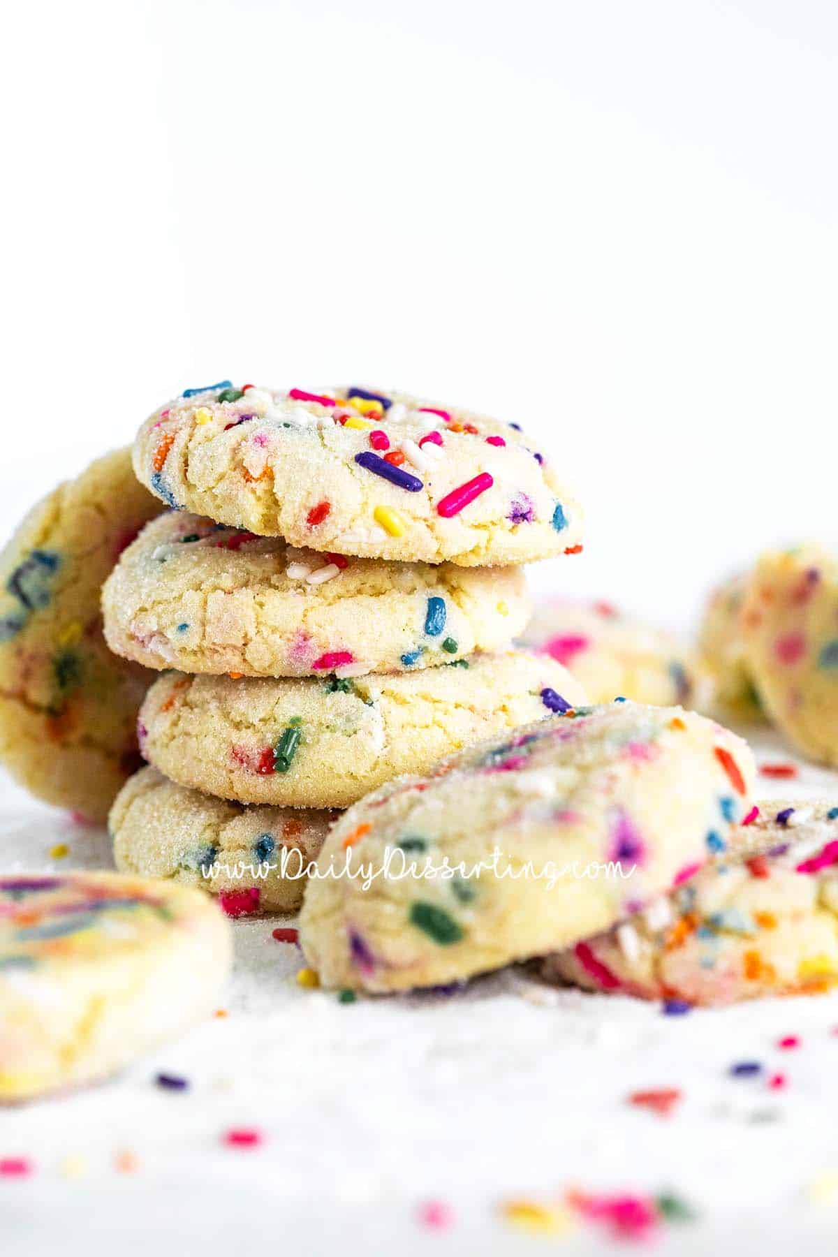 stack of funfetti cookies 