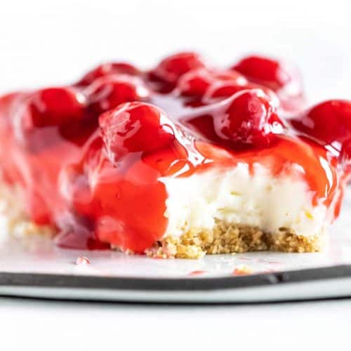 no bake cheesecake with cherries featured image