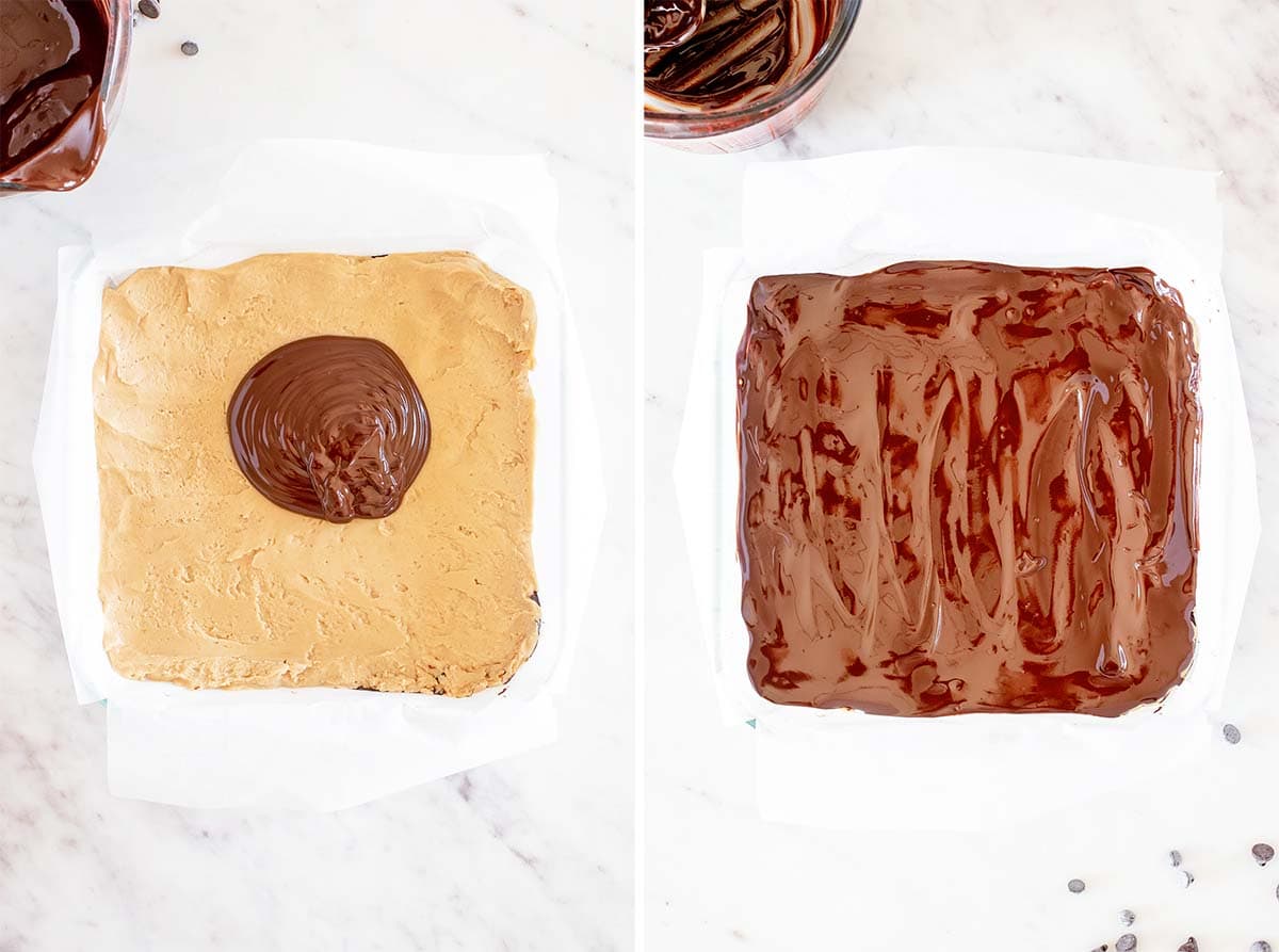 how to assemble chocolate peanut butter brownies