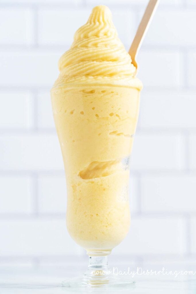 close up front view of homemade disney copycat dole whip
